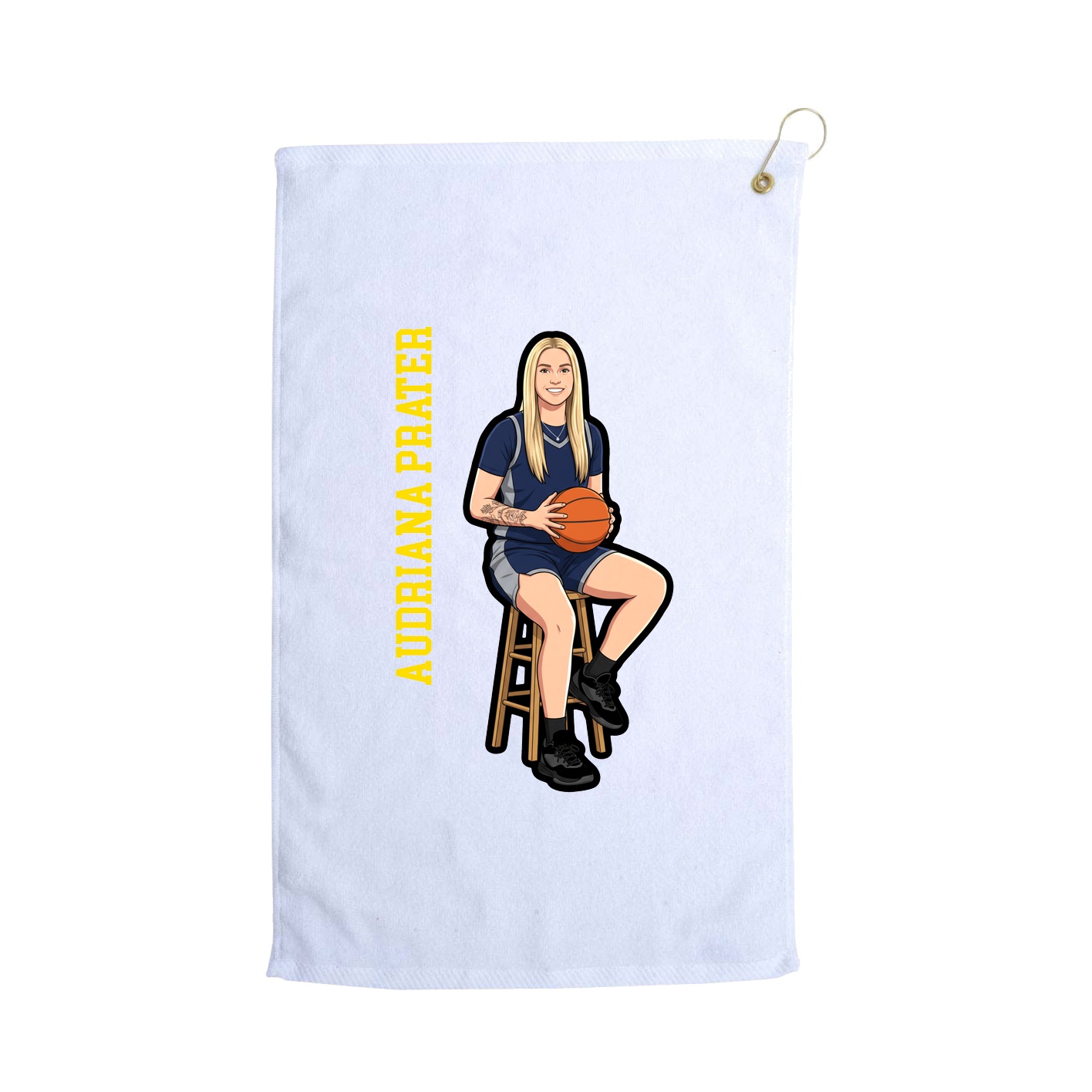 Golf Towel — Name Vertical in White