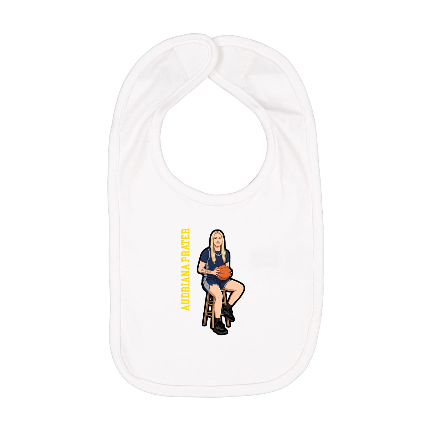 Infant Bib — Name Vertical in White