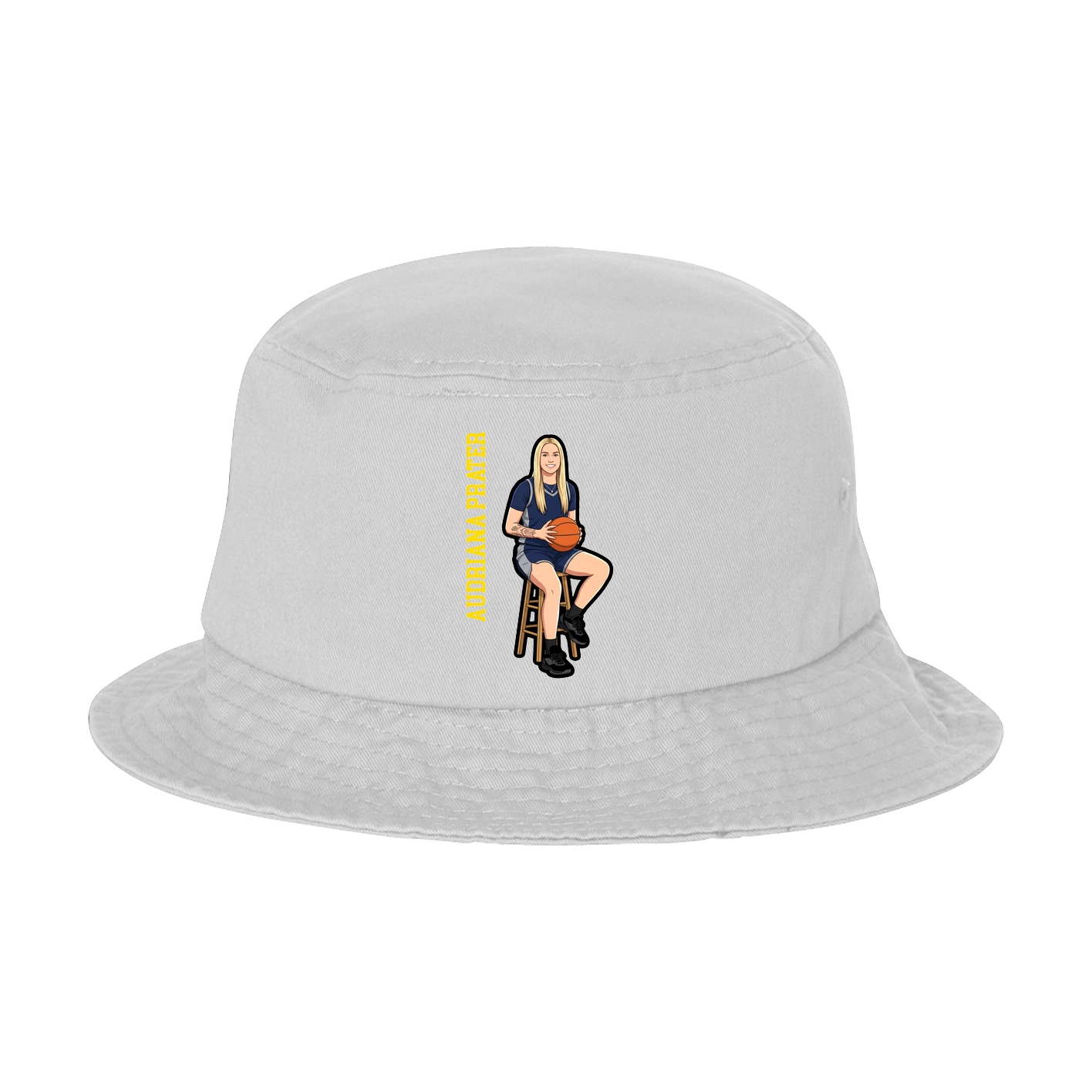 Bucket Cap — Name Vertical in White