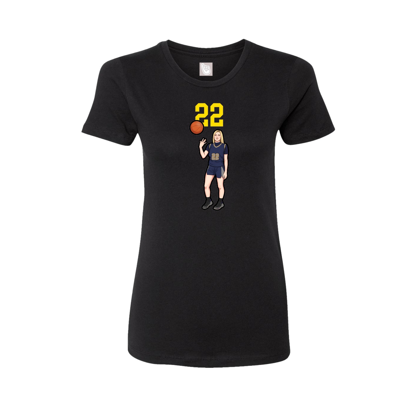 Fitted Women's Tee — Number Top in Black