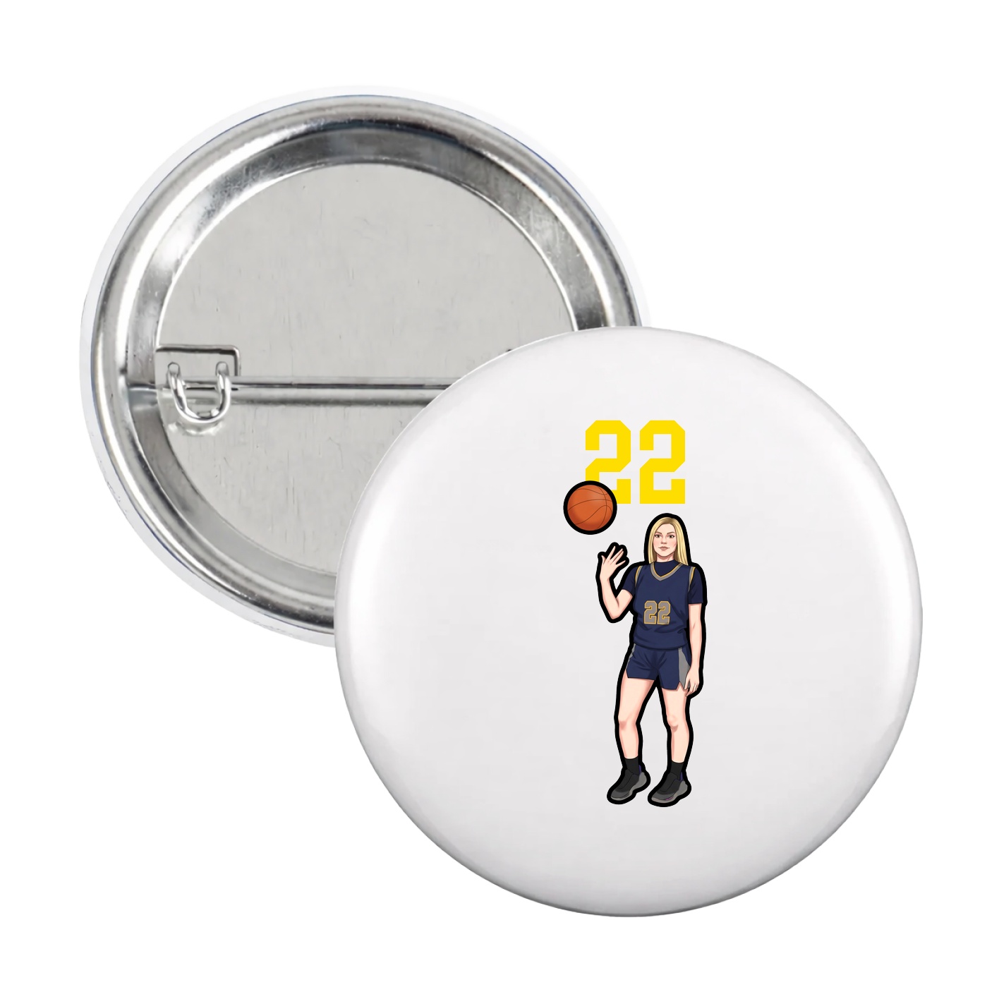 Game Day Button — Number Top in White