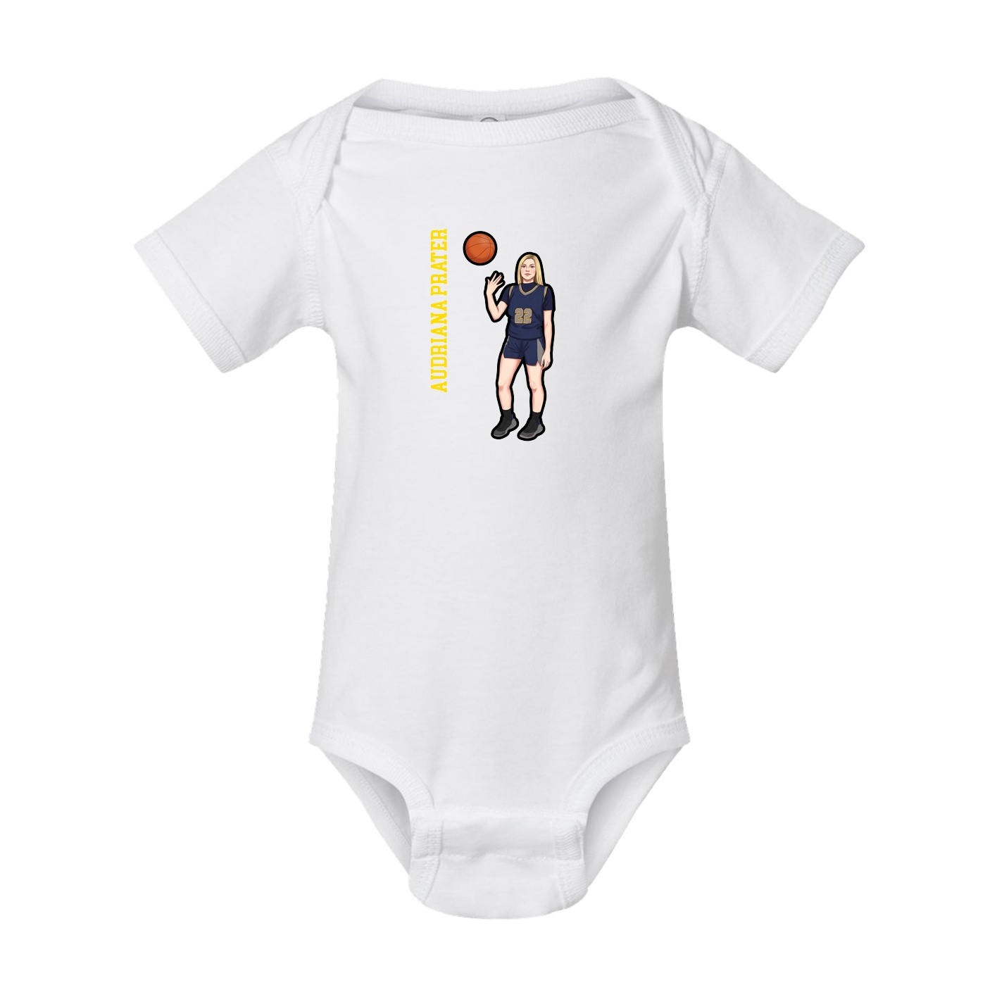 Baby Onesie — Name Vertical in White