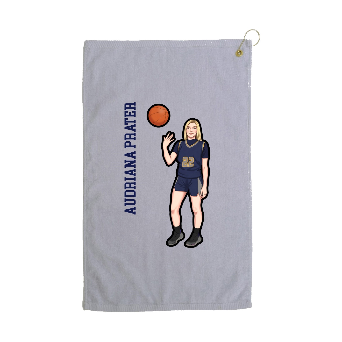 Golf Towel — Name Vertical in Grey