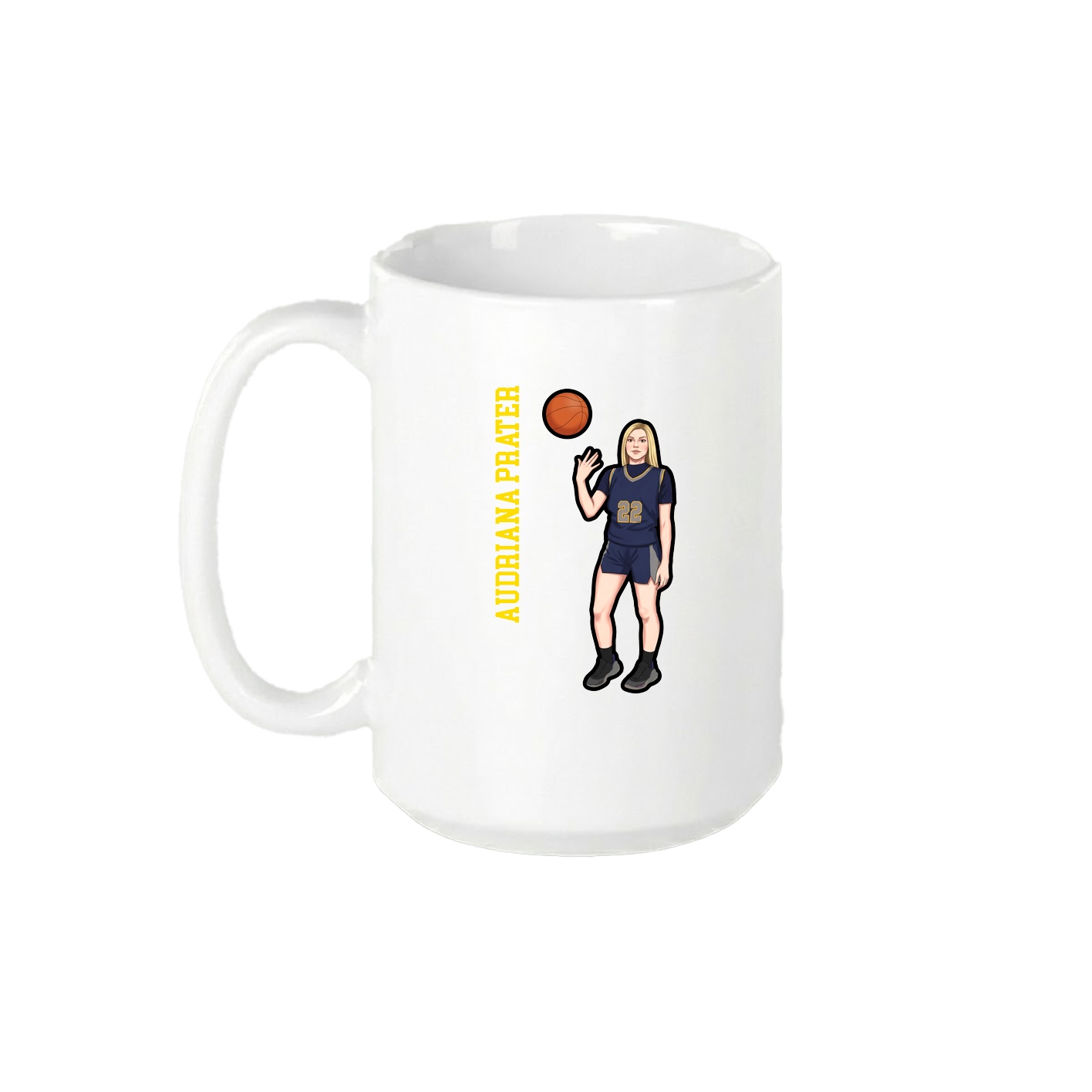 15oz Coffee Mug — Name Vertical in White