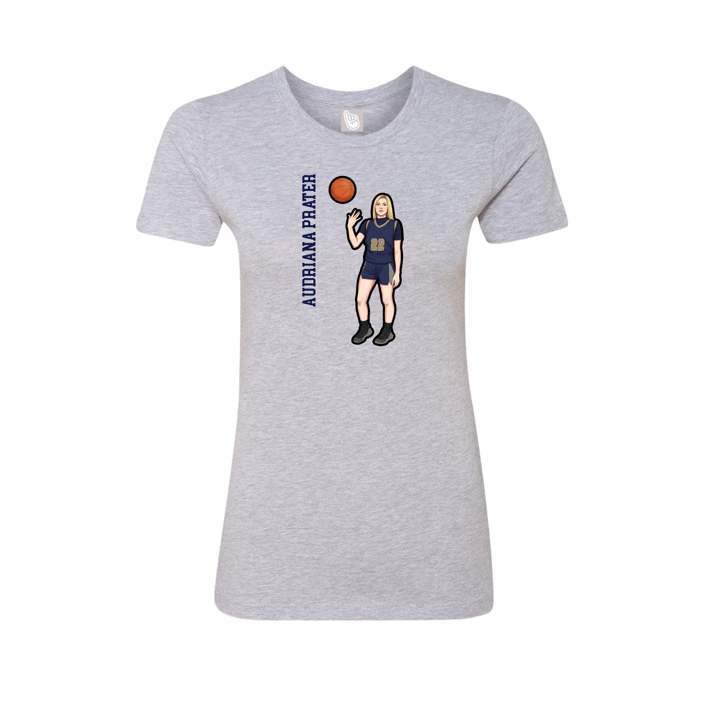 Womens Tee — Name Vertical in Grey