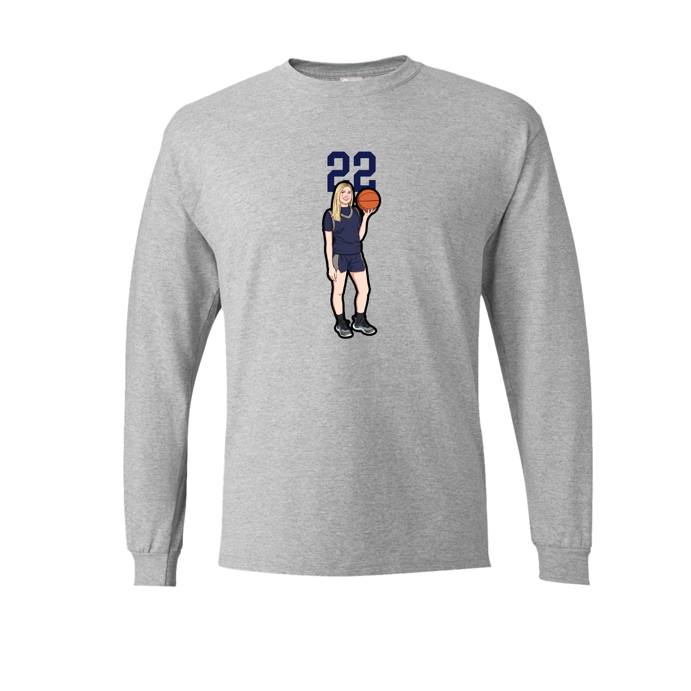 Long Sleeve Tee — Number Top in Grey