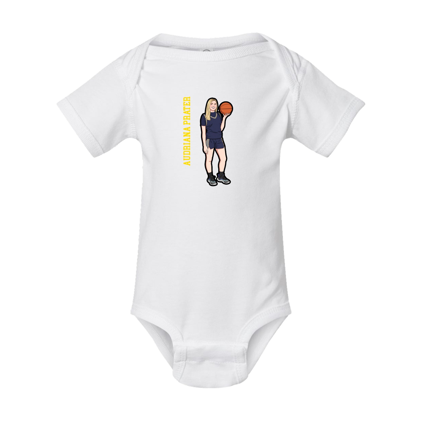 Baby Onesie — Name Vertical in White