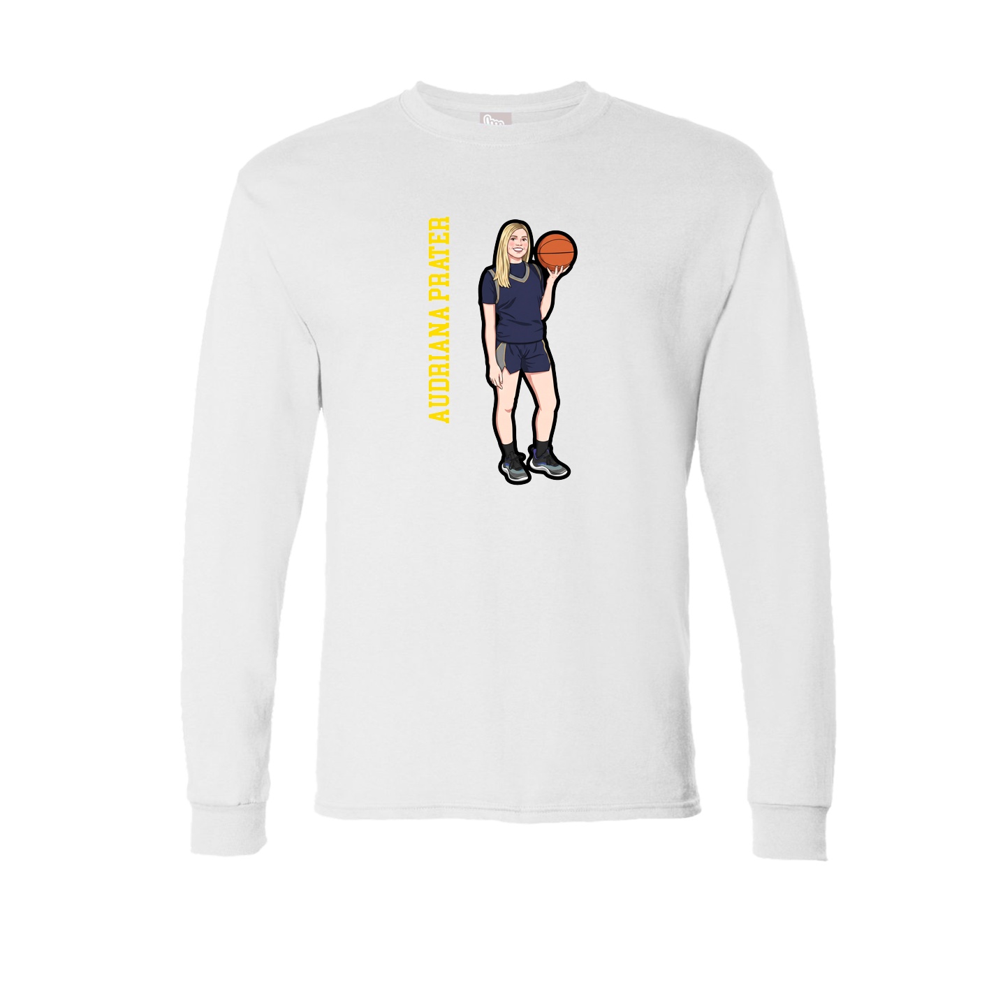 Long Sleeve Tee — Name Vertical in White