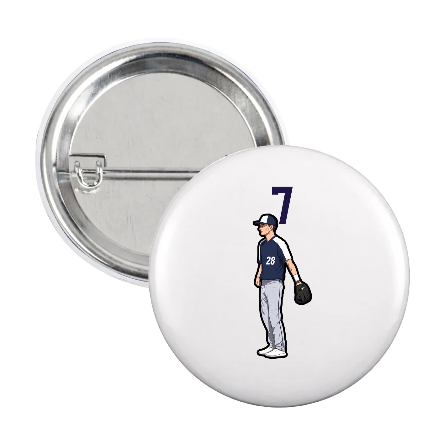 Game Day Button — Number Top in White