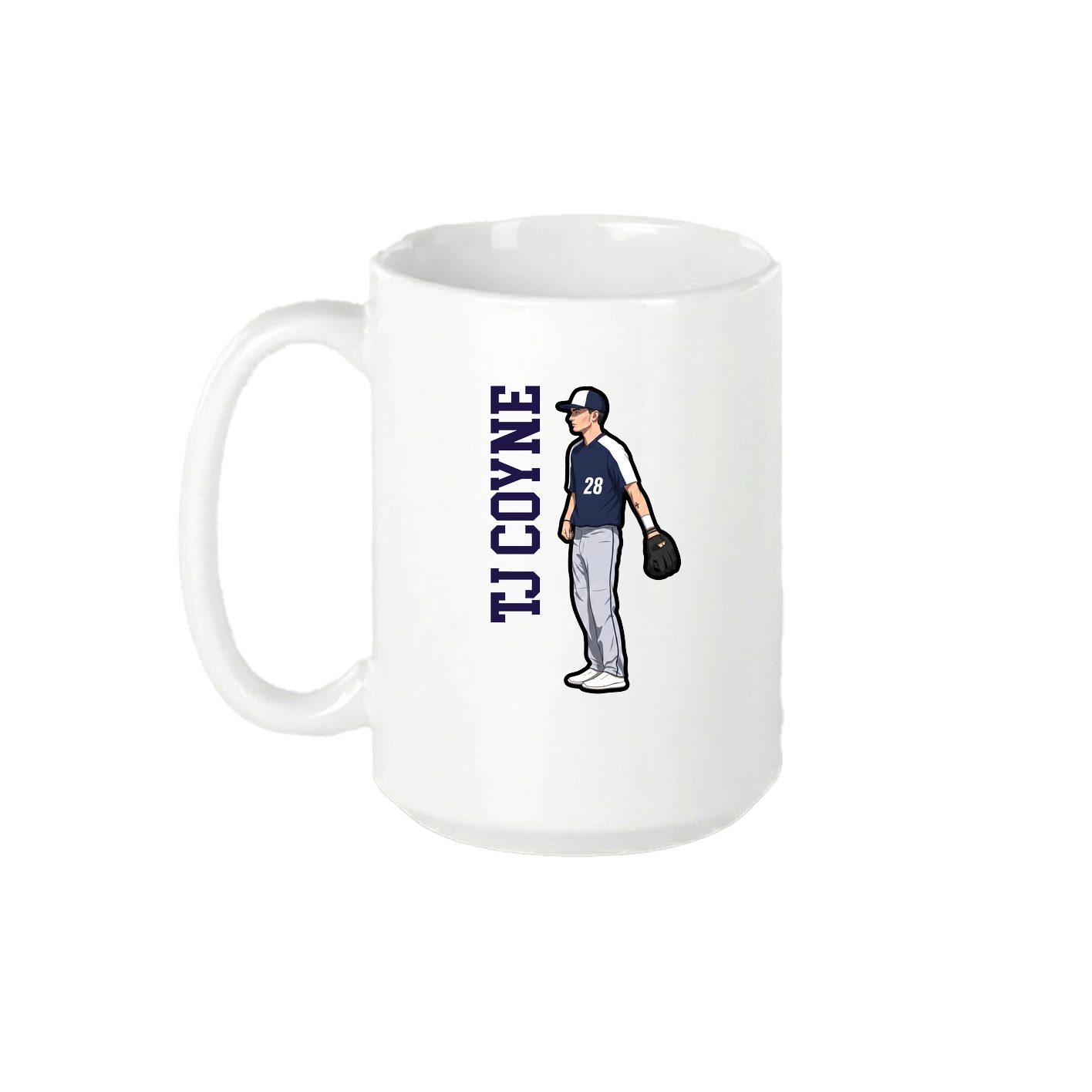 15oz Coffee Mug — Name Vertical in White