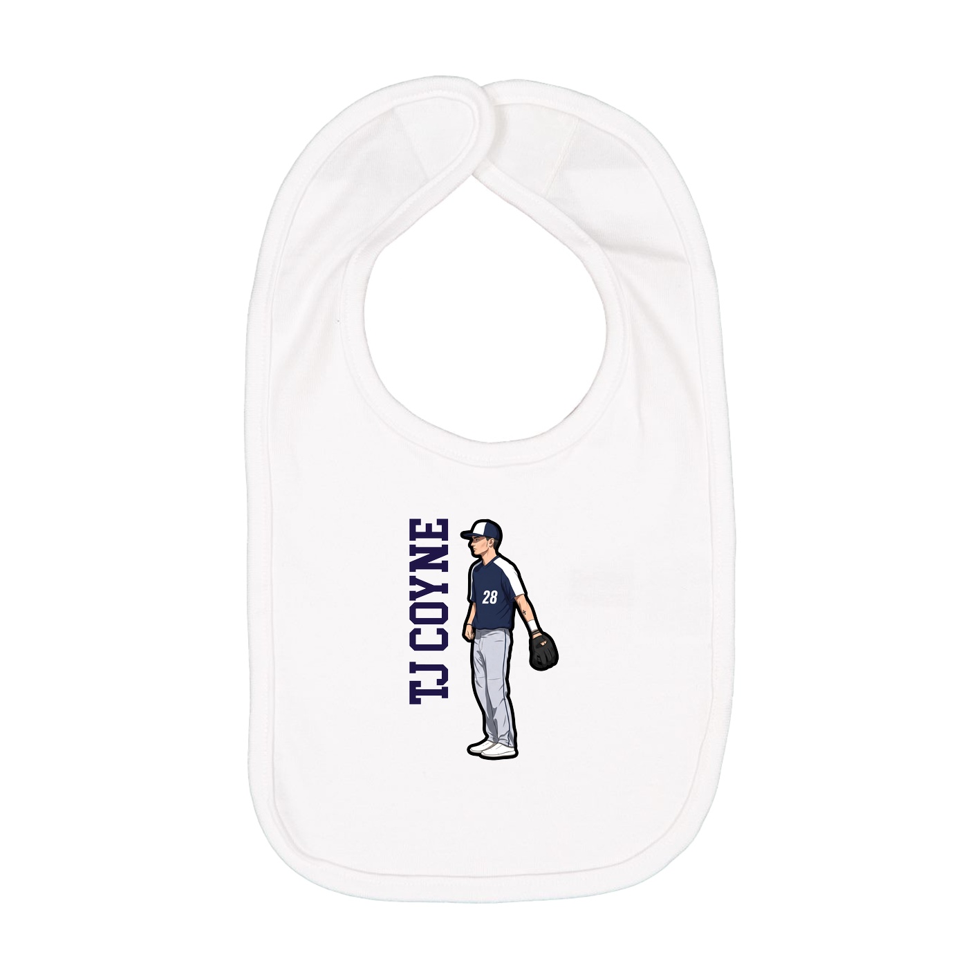Infant Bib — Name Vertical in White