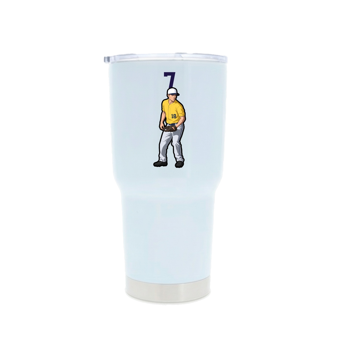 30oz Stainless Steel Tumbler — Number Top in White