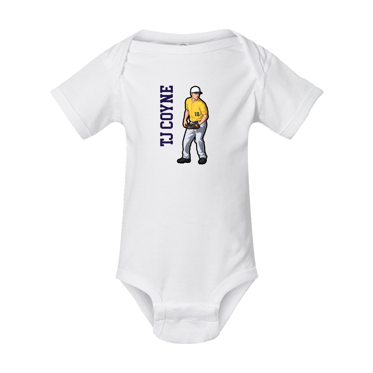 Baby Onesie — Name Vertical in White
