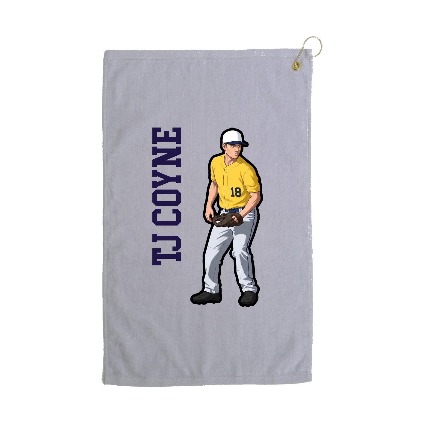 Golf Towel — Name Vertical in Grey