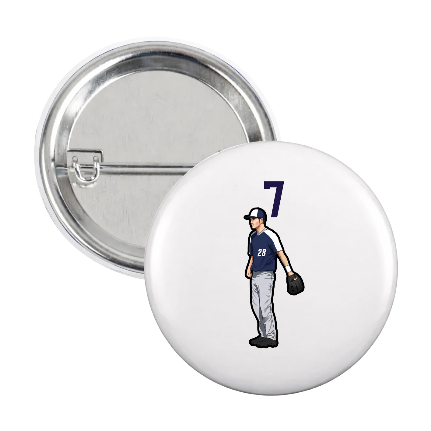 Game Day Button — Number Top in White