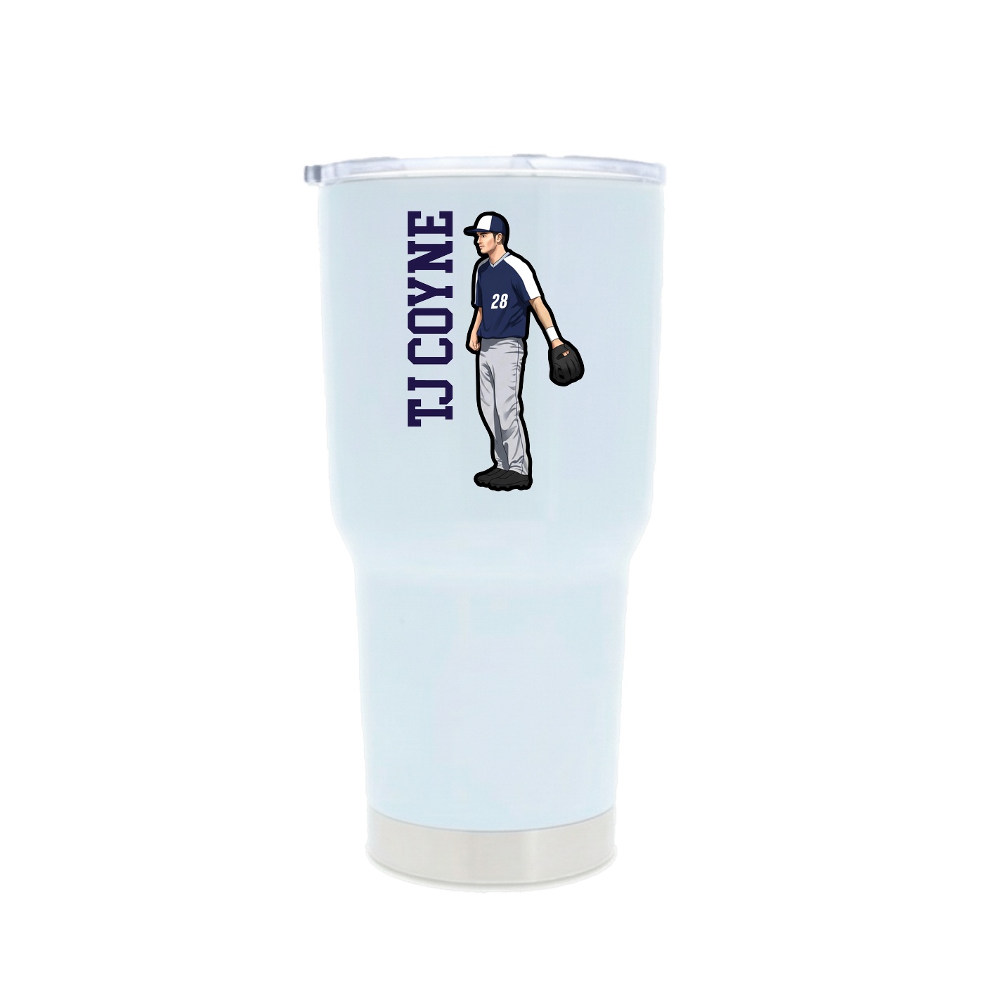 30oz Stainless Steel Tumbler — Name Vertical in White