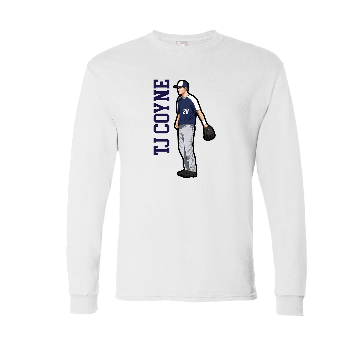 Long Sleeve Tee — Name Vertical in White