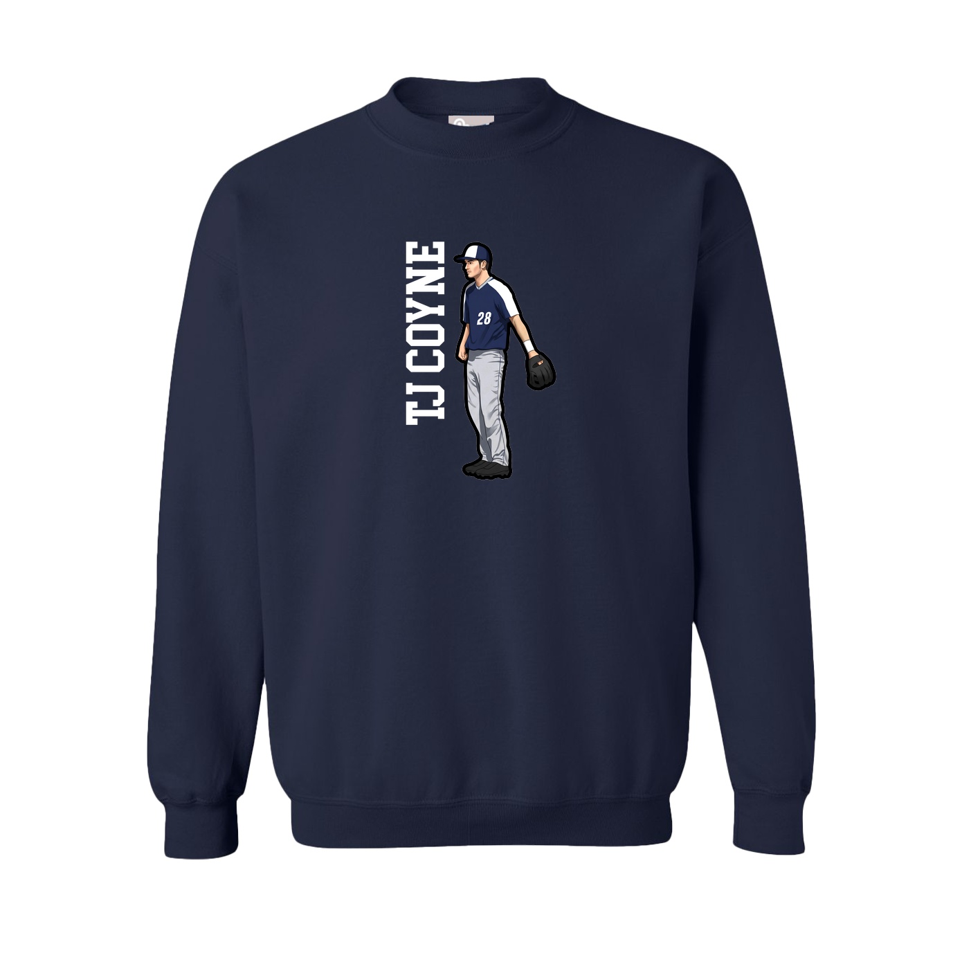 Fleece Crew — Name Vertical in Navy