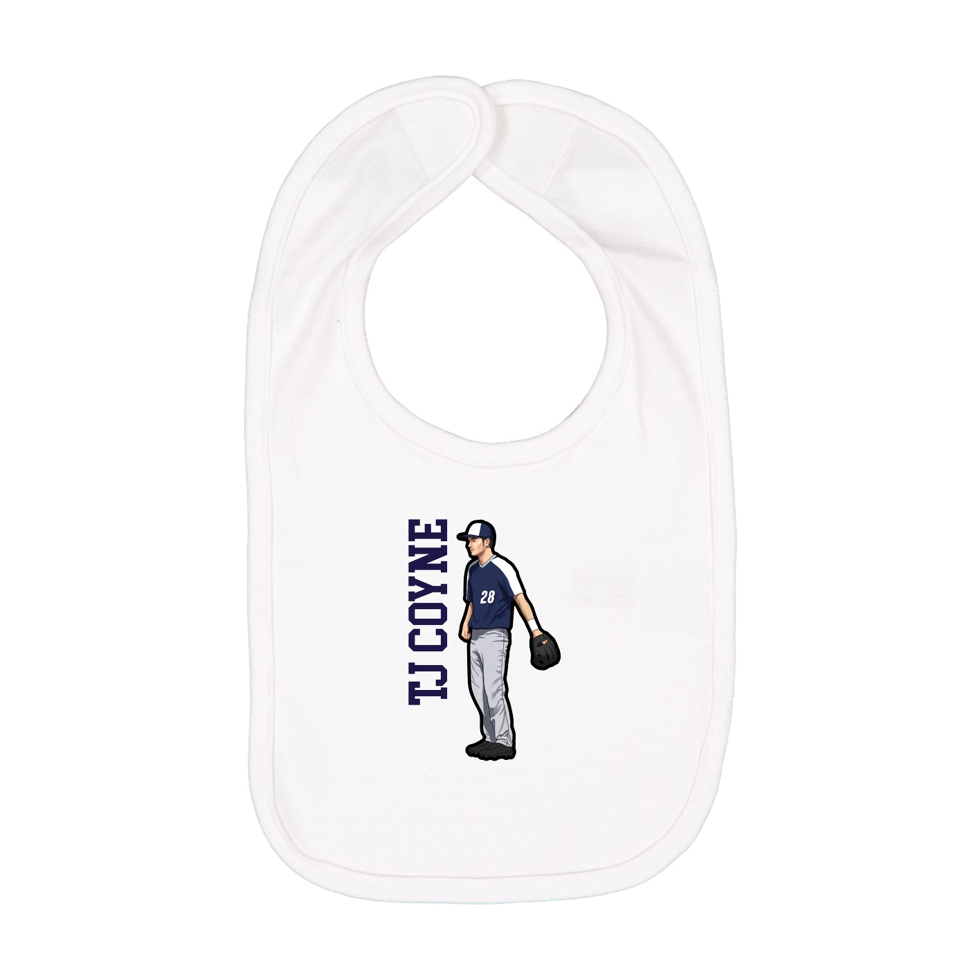 Infant Bib — Name Vertical in White