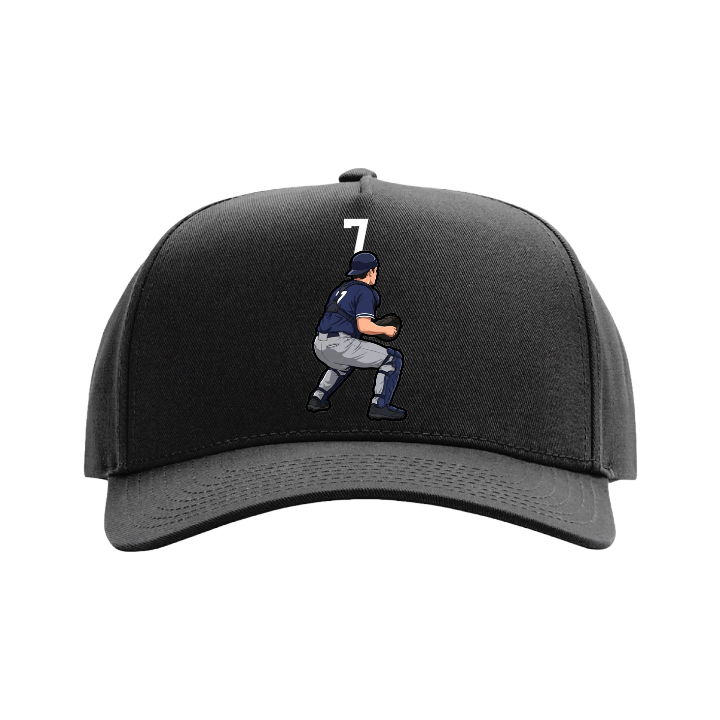 Full Fabric Five-Panel Champ Cap — Number Top in Black