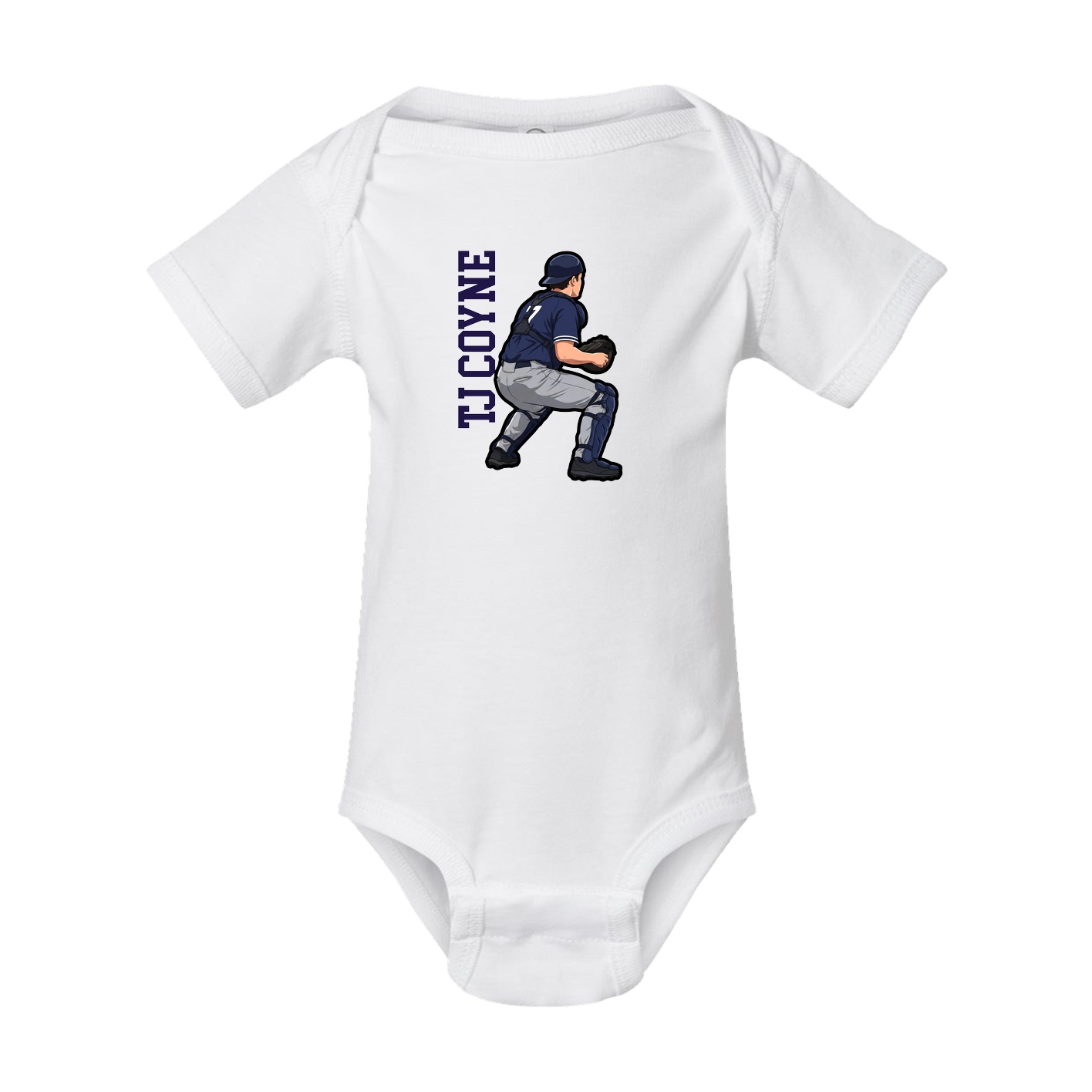 Baby Onesie — Name Vertical in White