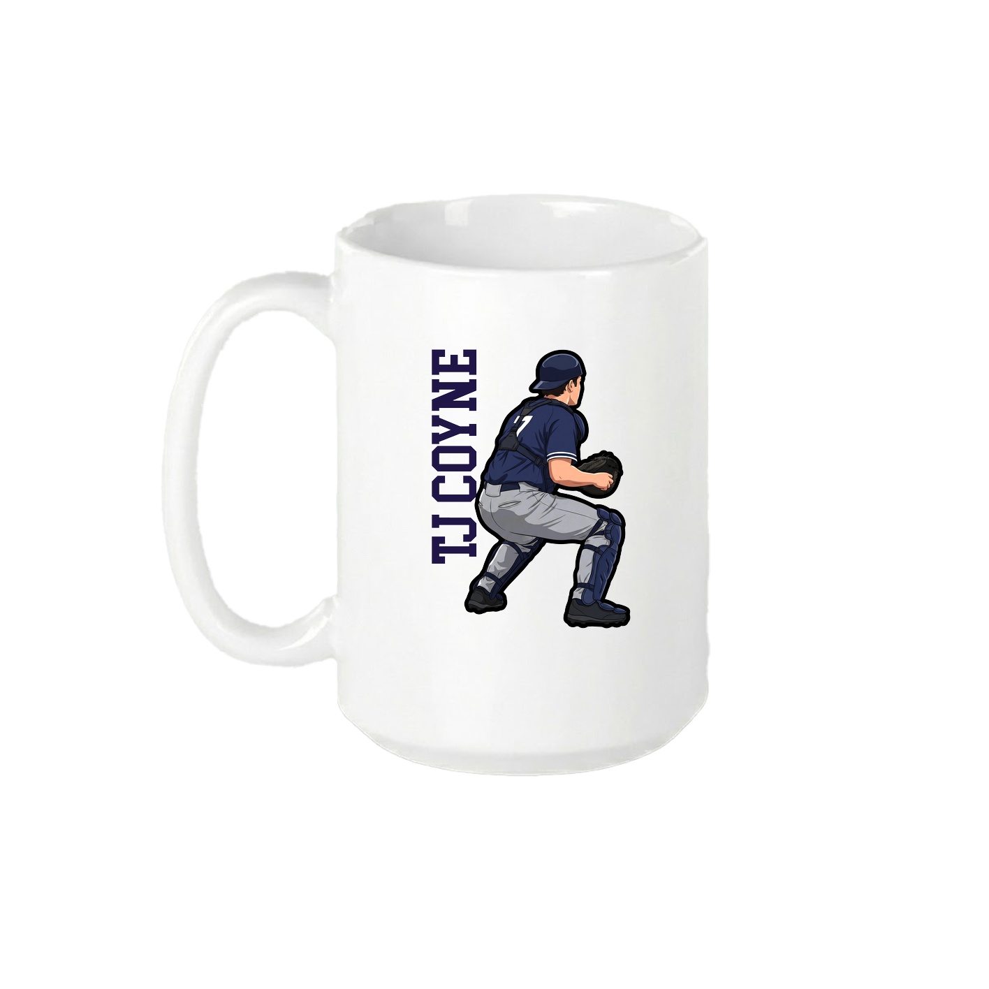 15oz Coffee Mug — Name Vertical in White