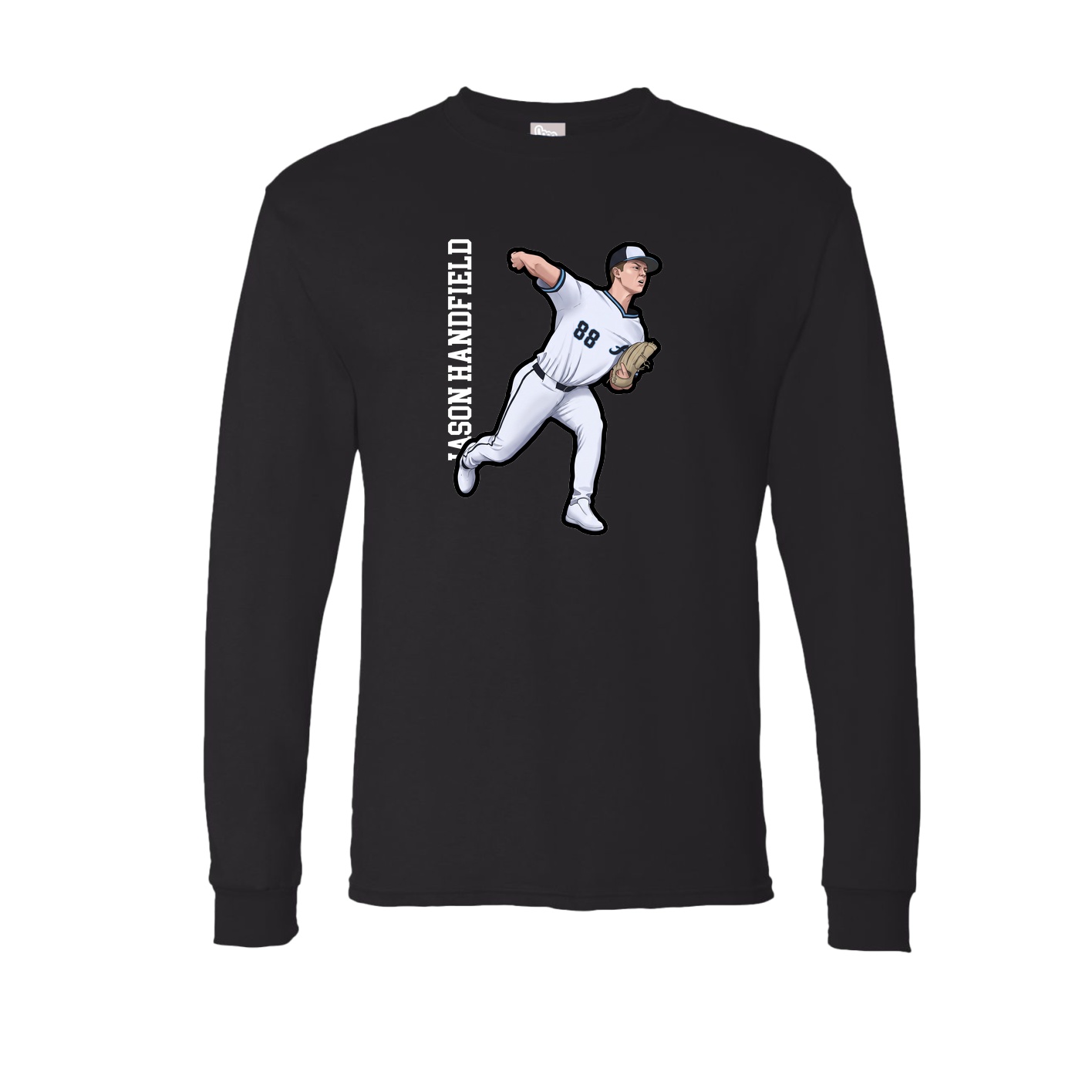Long Sleeve Tee — Name Vertical in Black
