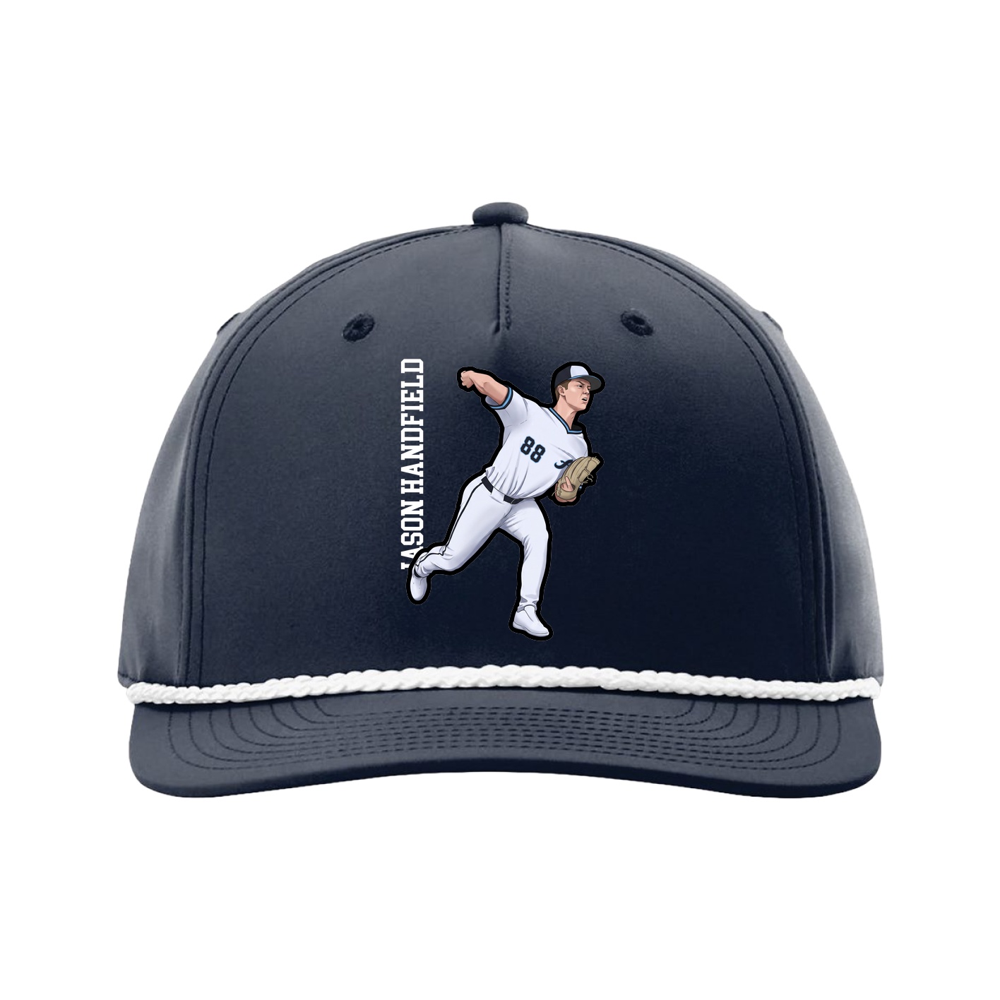 Five-Panel Classic Rope Cap — Name Vertical in Navy