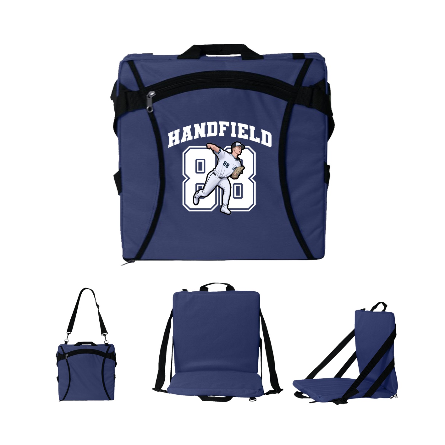 Folding Stadium Seat — Number in Navy
