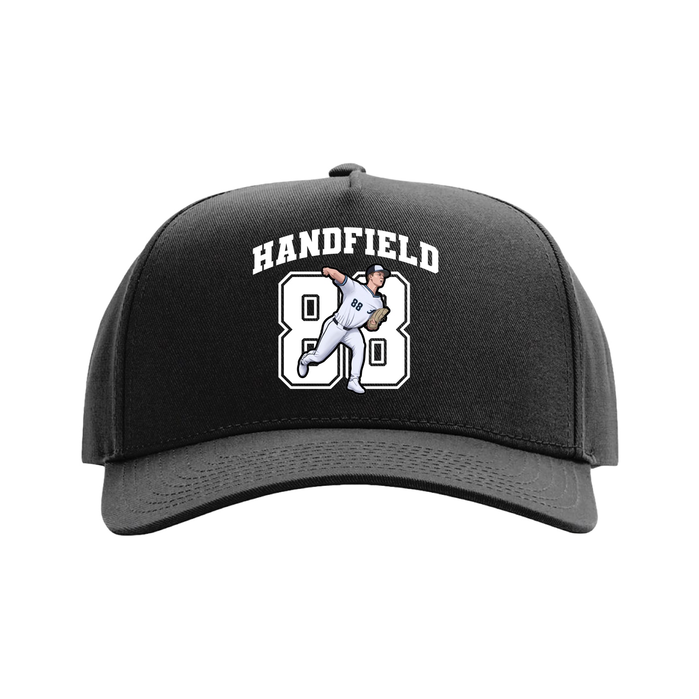 Full Fabric Five-Panel Champ Cap — Number in Black