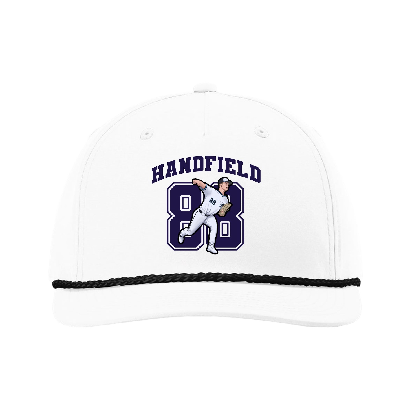 Five-Panel Classic Rope Cap — Number in White