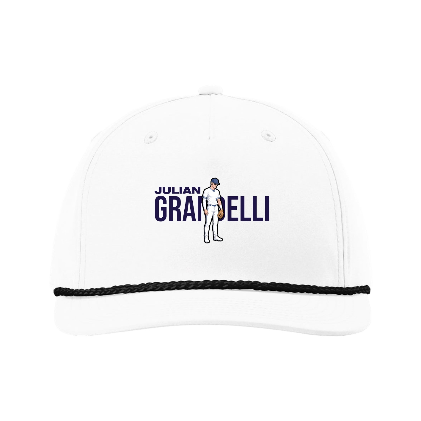 Five-Panel Classic Rope Cap — Player Name in White