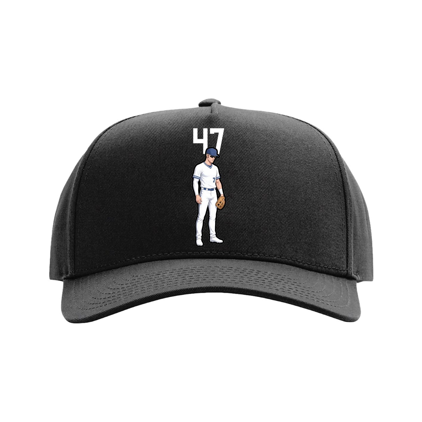 Full Fabric Five-Panel Champ Cap — Number Top in Black