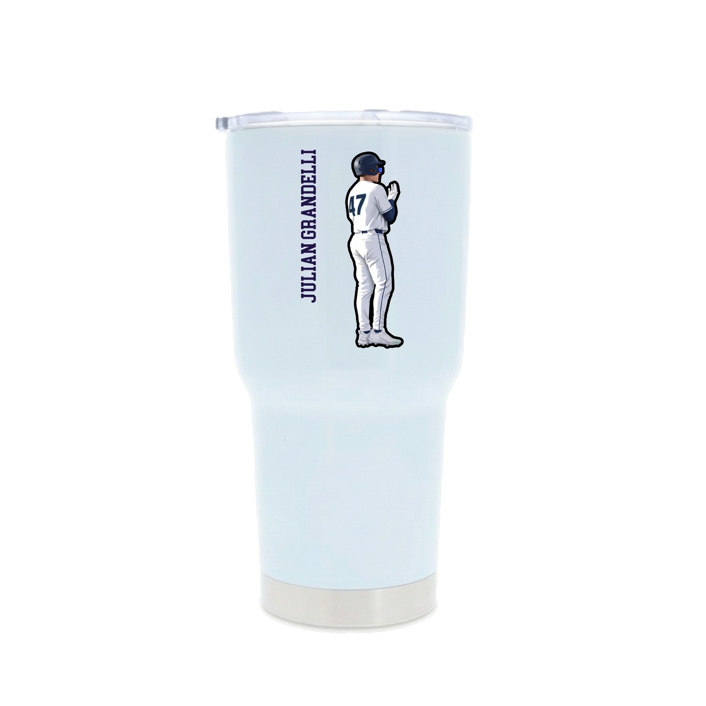 30oz Stainless Steel Tumbler — Name Vertical in White