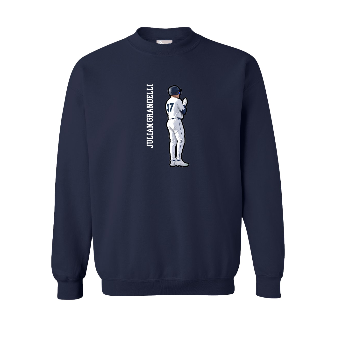 Fleece Crew — Name Vertical in Navy