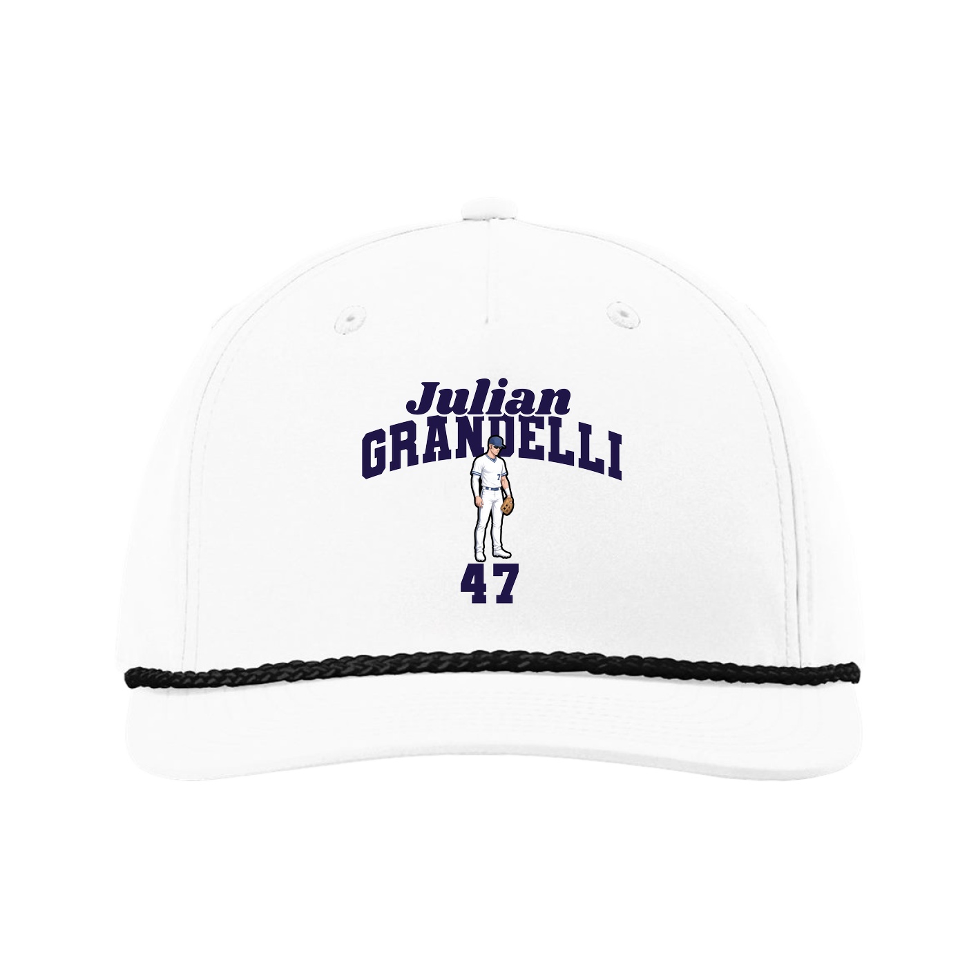 Five-Panel Classic Rope Cap — Signature Arch in White