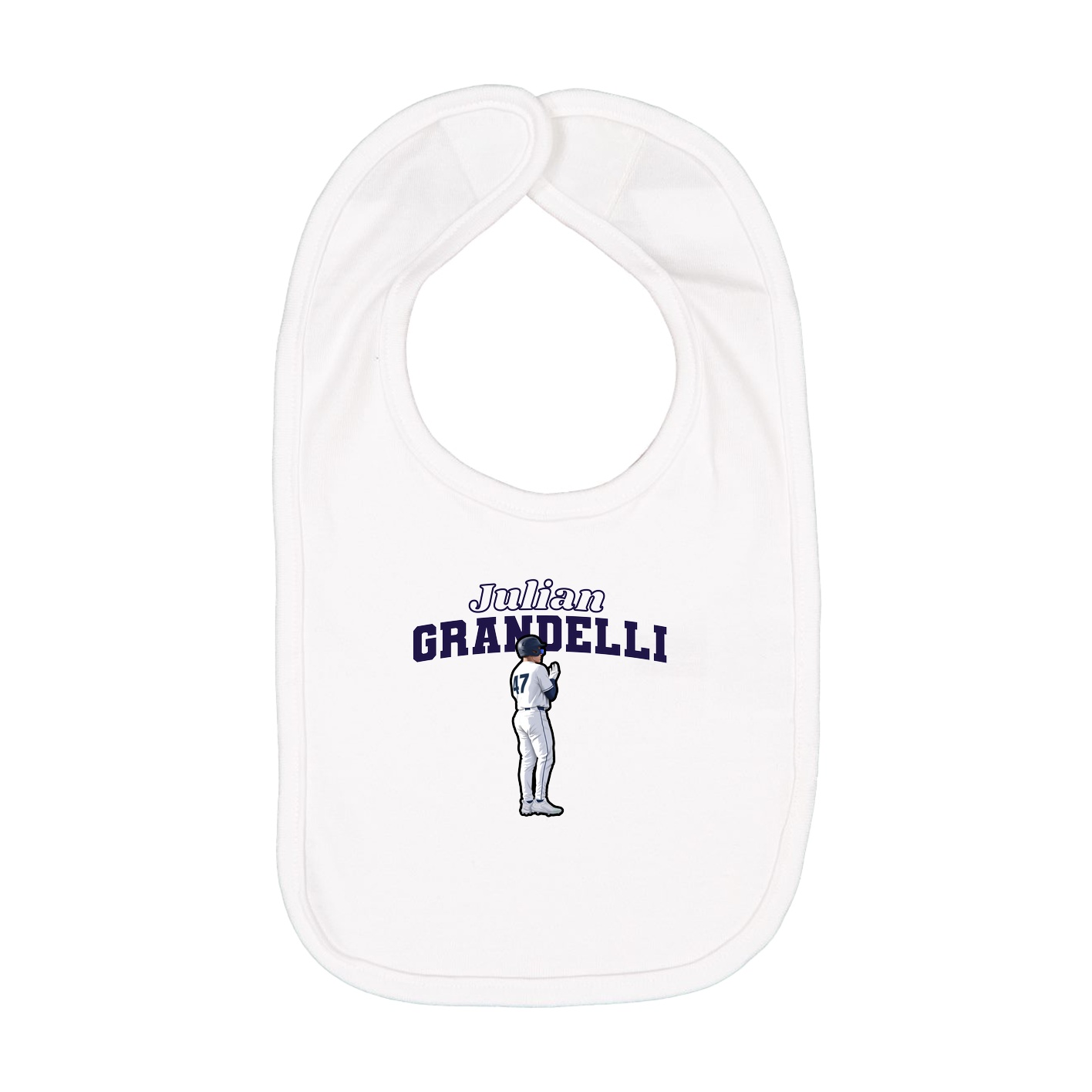 Infant Bib — Name Arch in White