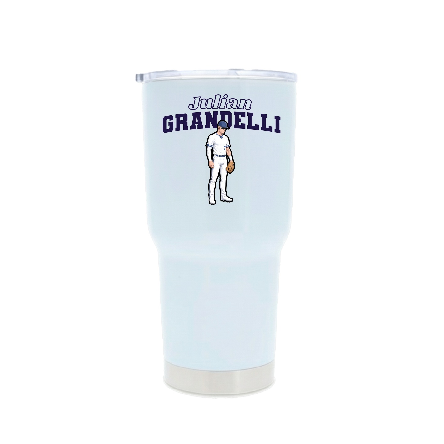 30oz Stainless Steel Tumbler — Name Arch in White