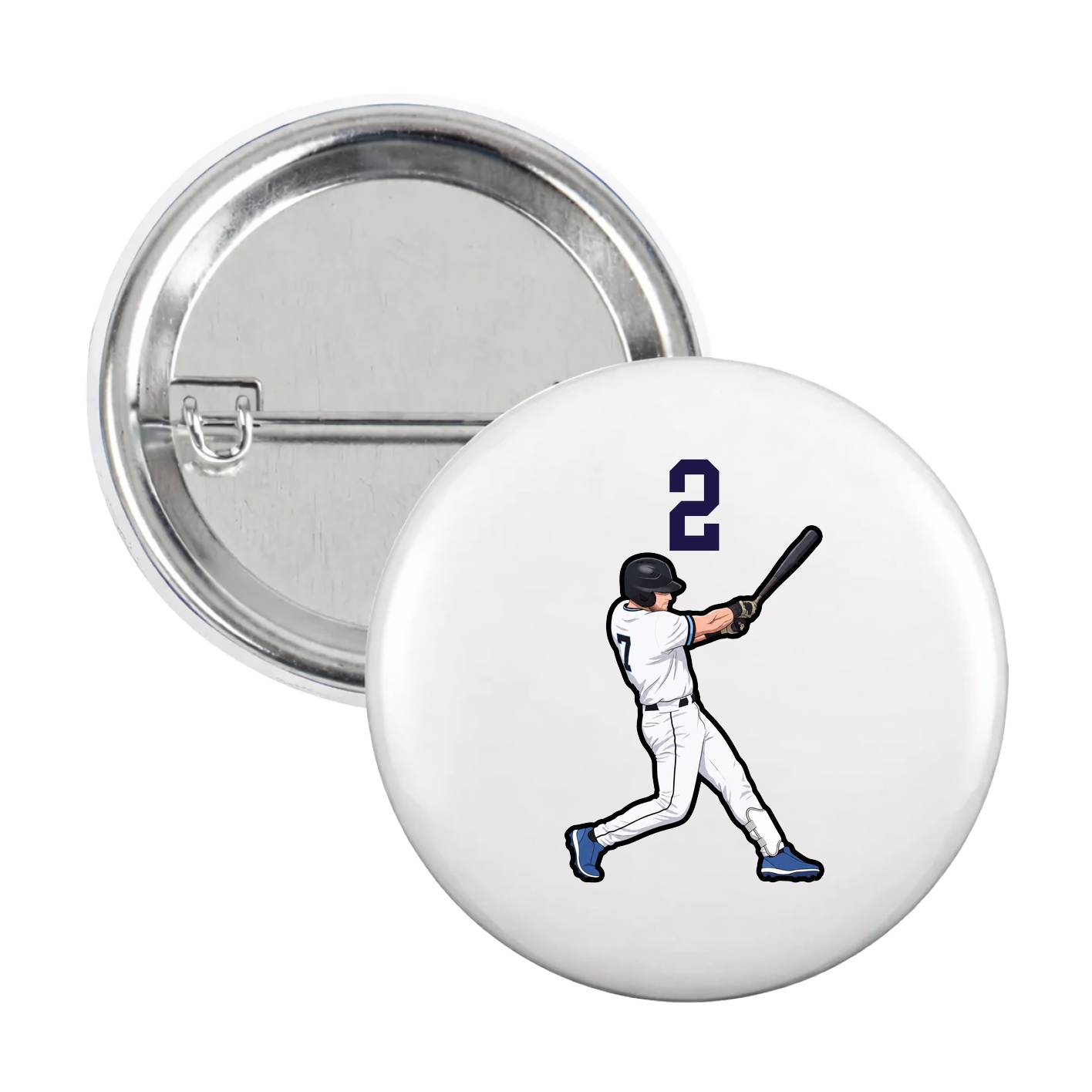 Game Day Button — Number Top in White