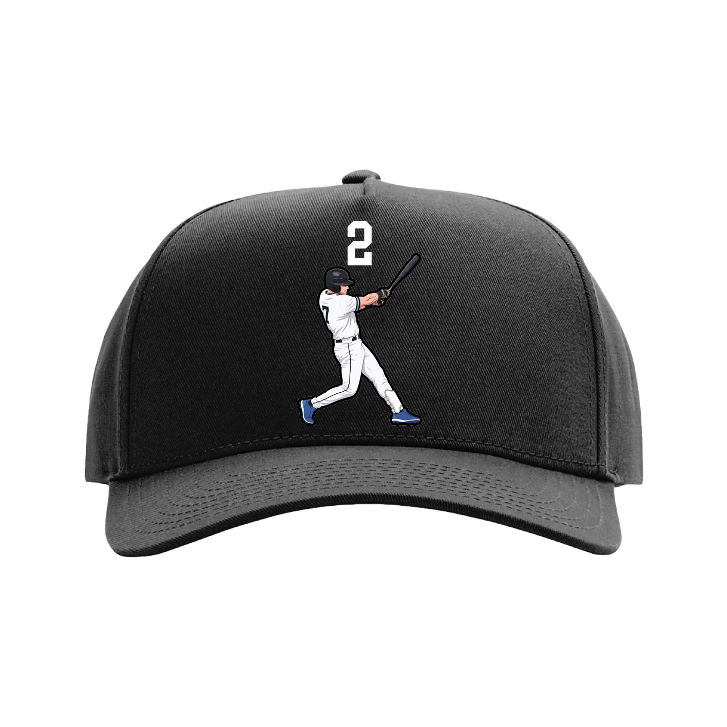 Full Fabric Five-Panel Champ Cap — Number Top in Black