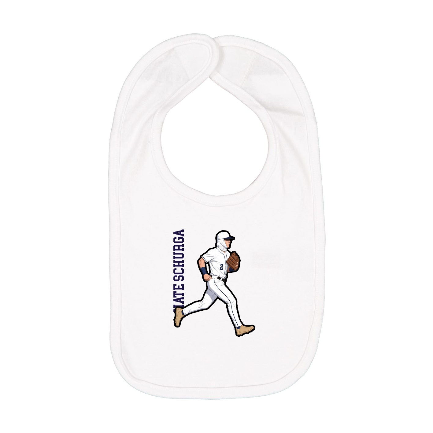 Infant Bib — Name Vertical in White