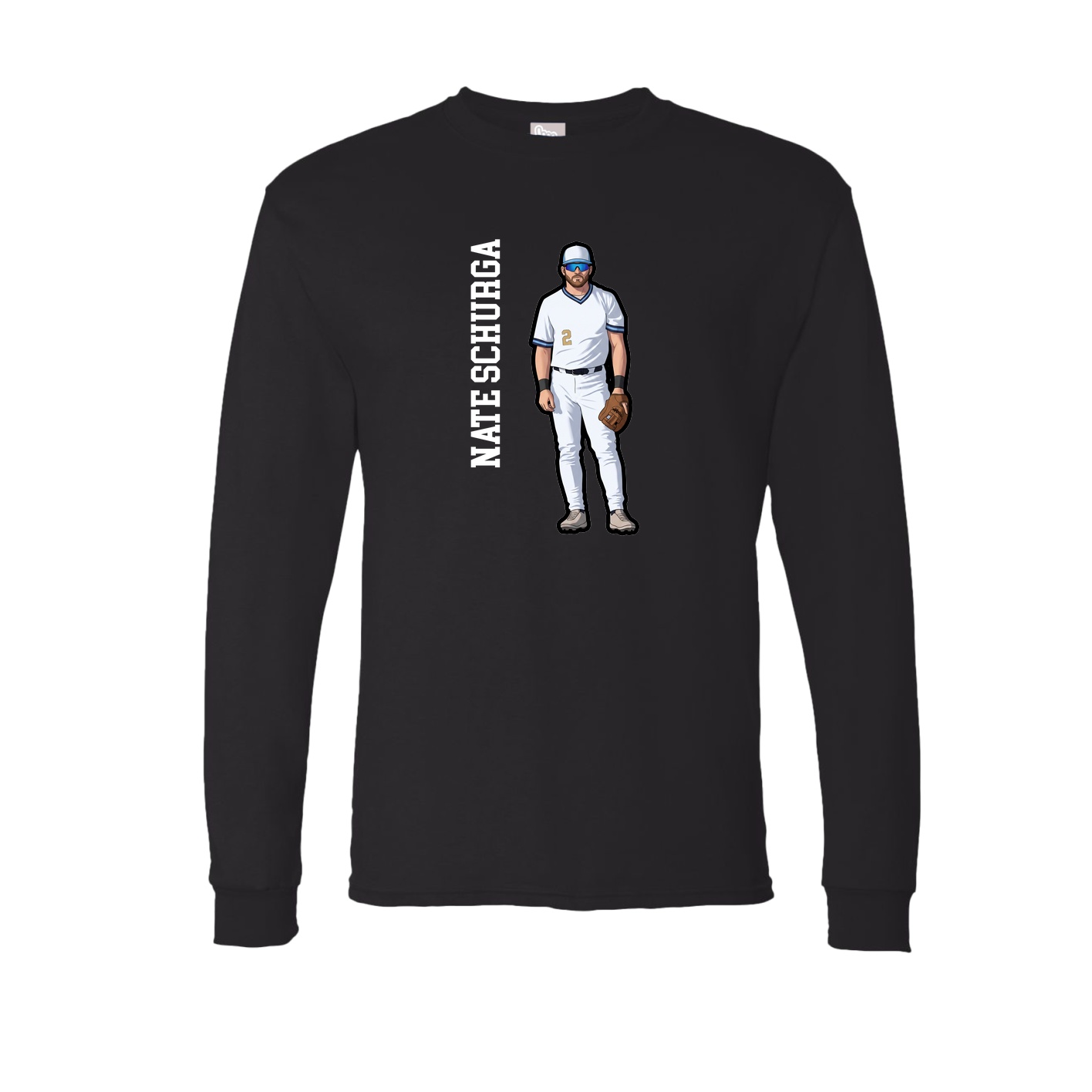 Long Sleeve Tee — Name Vertical in Black