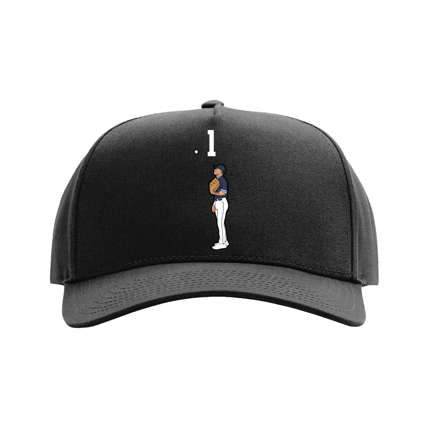 Full Fabric Five-Panel Champ Cap — Number Top in Black