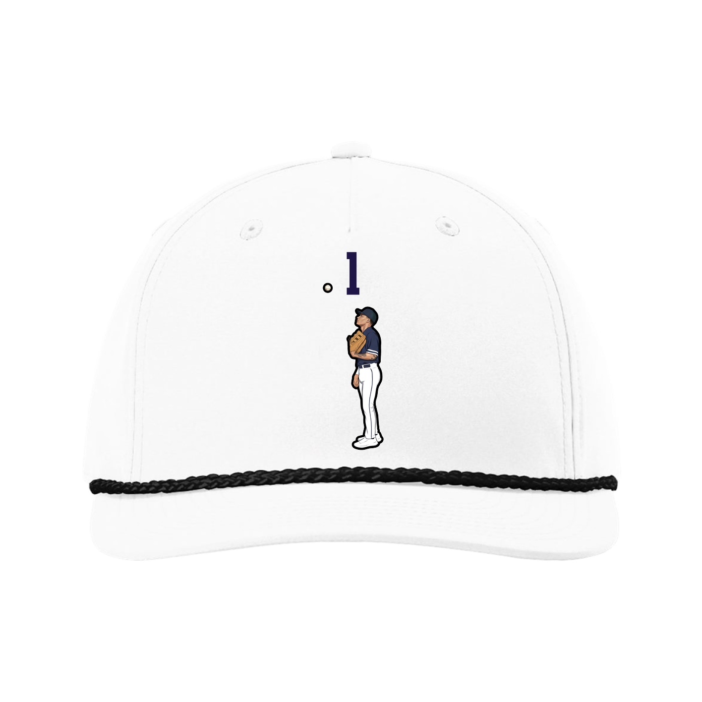 Five-Panel Classic Rope Cap — Number Top in White