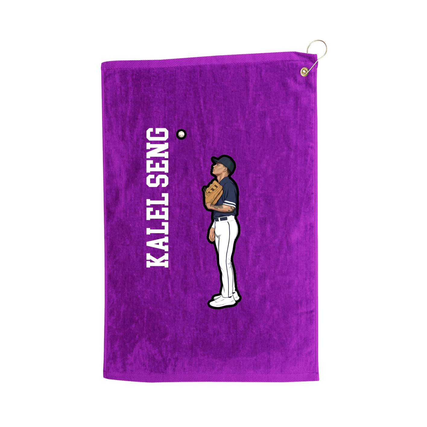 Golf Towel — Name Vertical in Purple