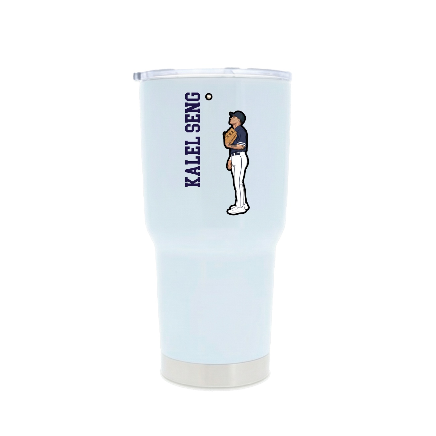 30oz Stainless Steel Tumbler — Name Vertical in White
