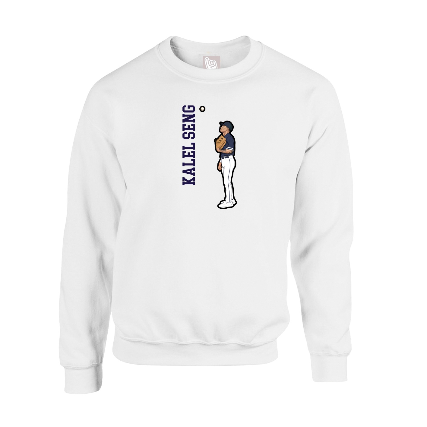 Fleece Crew — Name Vertical in White
