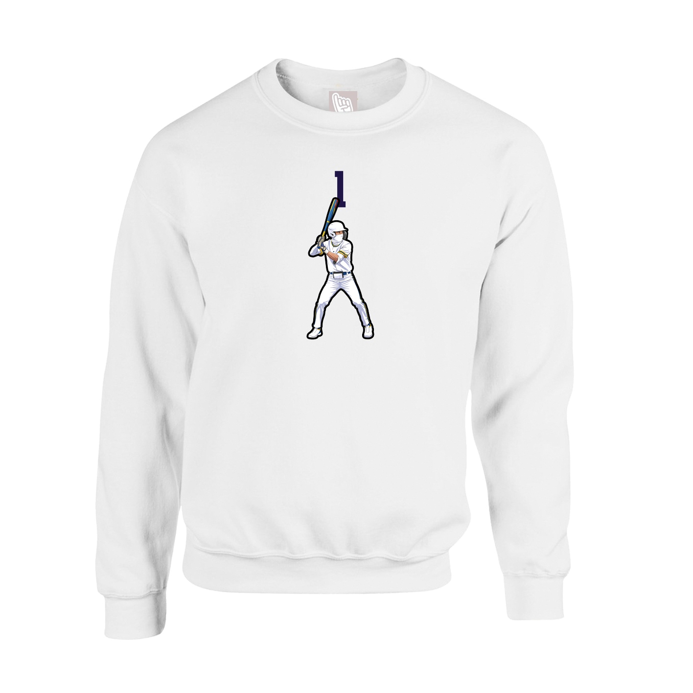 Fleece Crew — Number Top in White