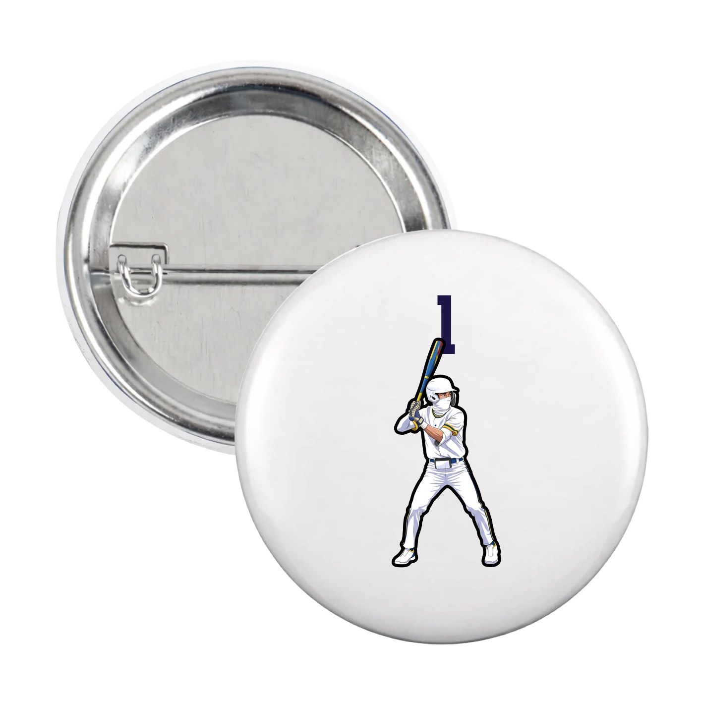 Game Day Button — Number Top in White