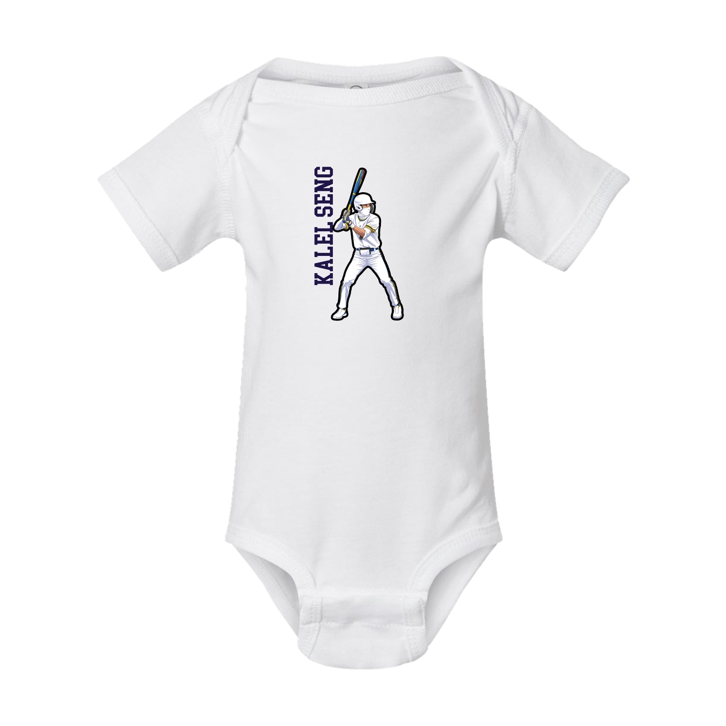 Baby Onesie — Name Vertical in White